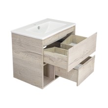 Дунай - 75 Тумба подвесная с 2 ящиками и нишей (цвет Дуб белый) / раковина