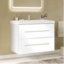 Тумба под раковину Marka One Mix 70П с ручками Белая глянцевая