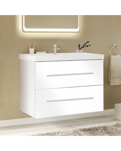 Тумба под раковину Marka One Mix 70П с ручками Белая глянцевая