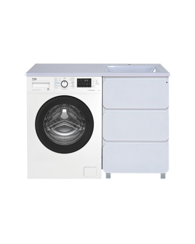 Чегет - 55 Тумба напольная 3 ящ. под стиральную машину, белая / раковина ПРАВАЯ