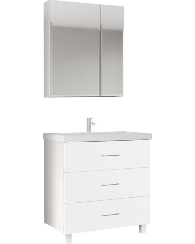 Тумба под раковину Marka One Mix 70Н с ручками Белая глянцевая