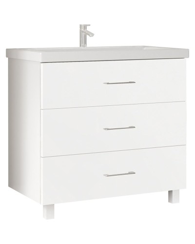 Тумба под раковину Marka One Mix 80Н с ручками Белая глянцевая