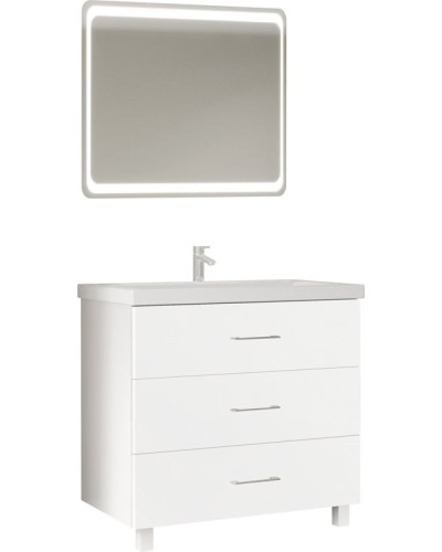 Тумба под раковину Marka One Mix 80Н с ручками Белая глянцевая