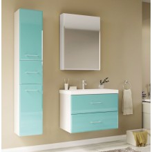 Тумба под раковину Marka One Mix 60П с ручками фасад стекло Бирюзовая