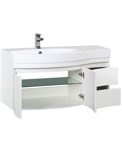 Тумба под раковину Aquanet Опера 115 169613 подвесная 2 дверцы 2 ящика L Белая