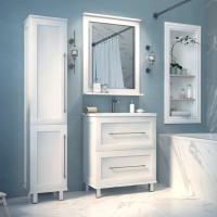 Марта - 60 Тумба напольная белая эмаль (глянец) / раковина