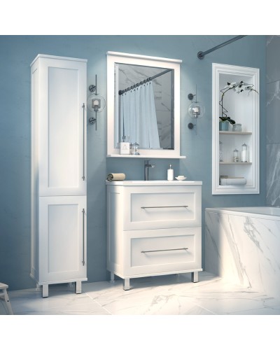 Марта - 60 Тумба напольная белая эмаль (глянец) / раковина