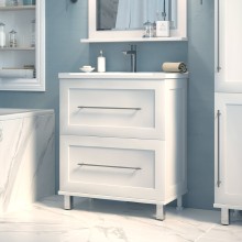 Марта - 60 Тумба напольная белая эмаль (глянец) / раковина