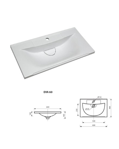 Марта - 60 Тумба напольная белая эмаль (глянец) / раковина