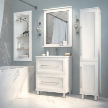 Марта - 70 Тумба напольная белая эмаль (глянец) / раковина