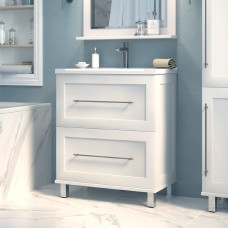 Марта - 70 Тумба напольная белая эмаль (глянец) / раковина