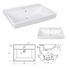 Урал - 60 Тумба напольная прямая со стекл. (ПВХ) / раковина