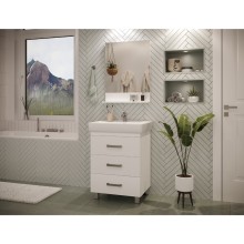 Гармония - 70 Тумба напольная  с 3 ящ. закруг. края белая эмаль (глянец) / раковина