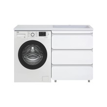 Чегет - 70 Тумба напольная 3 ящ. под стиральную машину, белая / раковина ПРАВАЯ