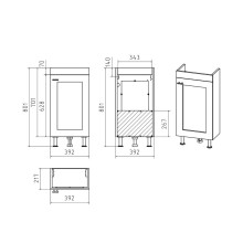 Урал - 40 Тумба напольная прямая со стекл. (ПВХ) / раковина