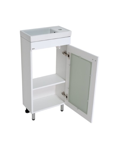 Урал - 40 Тумба напольная прямая со стекл. (ПВХ) / раковина