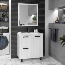 Спарта - 80 Тумба напольная 1 дв. 2 ящ. белая / раковина