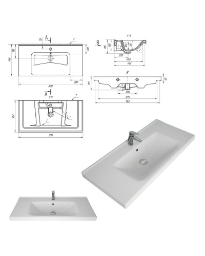 Спарта -100 Тумба напольная 2 дв. белая / раковина