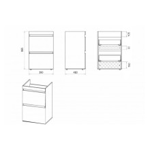 Фостер - 40 Тумба напольная 2 ящ. под стиральную машину, белая / раковина левая