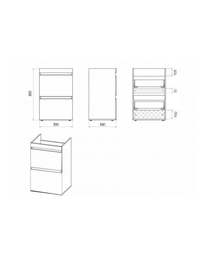 Фостер - 40 Тумба напольная 2 ящ. под стиральную машину, белая / раковина левая