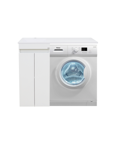 Фостер - 40 Тумба напольная 2 ящ. под стиральную машину, белая / раковина левая