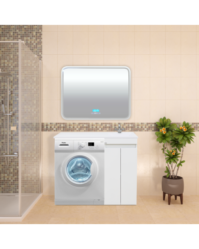 Фостер - 40 Тумба напольная 2 ящ. под стиральную машину, белая / раковина правая