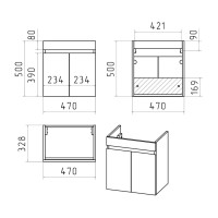 Ронда - 50 Тумба подвесная прямая / раковина