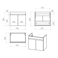 Ронда - 60 Тумба подвесная прямая / раковина