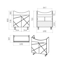 Грани - 70 Тумба напольная прямая / раковина