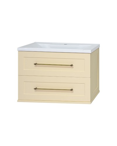 Марта -100 Тумба подвесная 2 ящ. бежевый (эмаль) / раковина