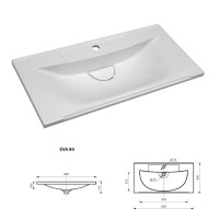 Марта - 80 Тумба подвесная 2 ящ. бежевый (эмаль) / раковина