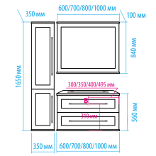Марта - 70 Тумба подвесная 2 ящ. бежевый (эмаль) / раковина
