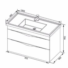 Тумба под раковину Aquanet Эвора 100 185195 подвесная Белая