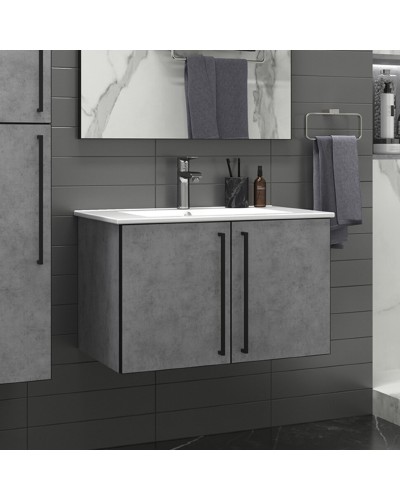 ROCK - 75 Тумба прямая подвесная светло-серый / раковина