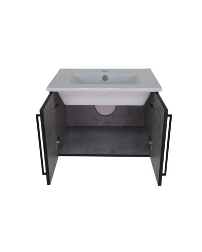 ROCK - 75 Тумба прямая подвесная светло-серый / раковина