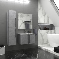 ROCK - 75 Тумба прямая подвесная светло-серый / раковина