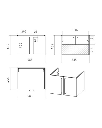 ROCK - 60 Тумба прямая подвесная светло-серый / раковина