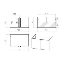 ROCK - 75 Тумба прямая подвесная светло-серый / раковина