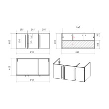 ROCK - 90 Тумба прямая подвесная светло-серый / раковина