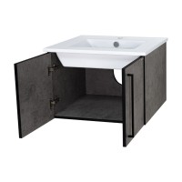 ROCK - 75 Тумба прямая подвесная темно-серый / раковина