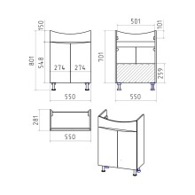 Смайл - 60 Тумба прямая / раковина