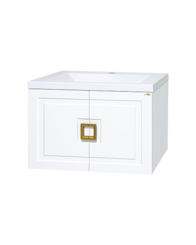 Галвер - 80 Тумба прямая подвесная белая / раковина