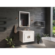 Галвер - 80 Тумба прямая подвесная белая / раковина