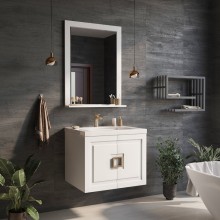 Галвер - 80 Тумба прямая подвесная белая / раковина