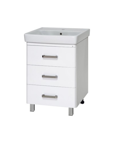 Гармония - 60 Тумба напольная  с 3 ящ. закруг. края белая эмаль (глянец) / раковина