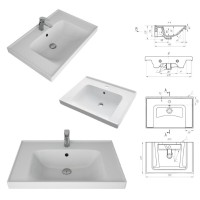 Гармония - 70 Тумба напольная  с 3 ящ. закруг. края белая эмаль (глянец) / раковина