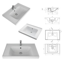 Гармония - 70 Тумба напольная  с 3 ящ. закруг. края белая эмаль (глянец) / раковина