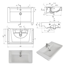 Гармония - 80 Тумба напольная  с 3 ящ. закруг. края белая эмаль (глянец) / раковина
