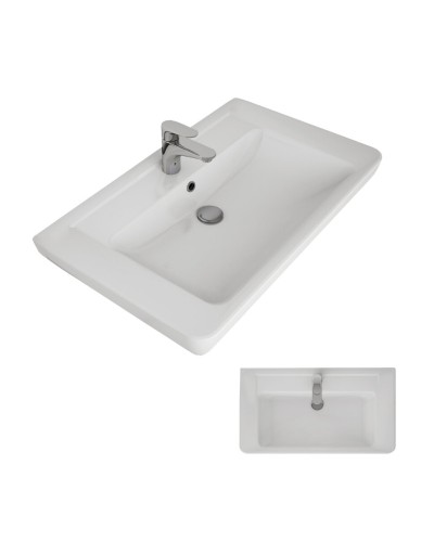 Гармония - 80 Тумба напольная  с 3 ящ. закруг. края белая эмаль (глянец) / раковина