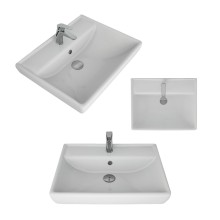 Гармония - 60 Тумба напольная  с 3 ящ. закруг. края белая эмаль (глянец) / раковина